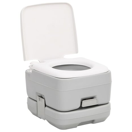 Campingtoilet draagbaar 10+10 L HDPE grijs en wit 3