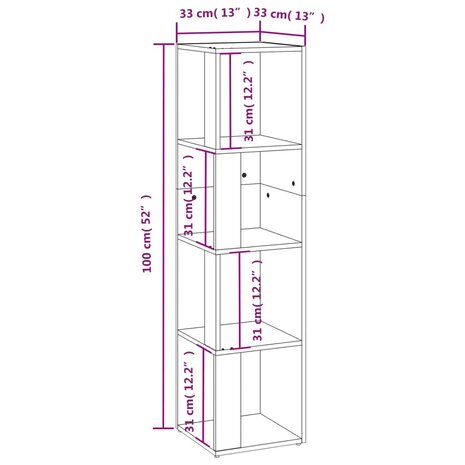 Hoekkast 33x33x132 cm bewerkt hout sonoma eikenkleurig 8