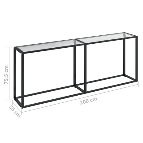 Wandtafel 200x35x75,5 cm gehard glas transparant 6