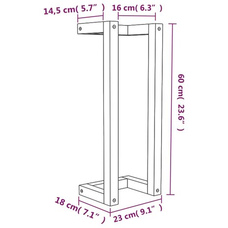 Handdoekenrek 23x18x60 cm massief grenenhout wit 8