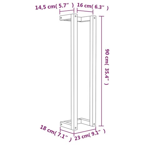 Handdoekenrek 23x18x90 cm massief grenenhout 8