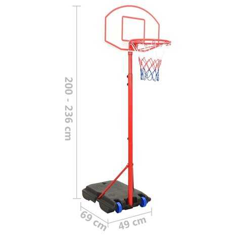 Basketbalset draagbaar verstelbaar 200-236 cm 8