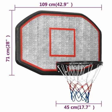 Basketbalbord 109x71x3 cm polyetheen zwart 7