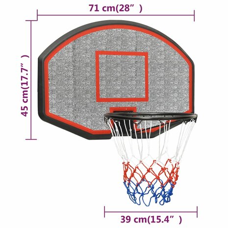 Basketbalbord 71x45x2 cm polyetheen zwart 9