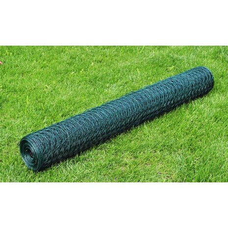 Kippengaas 25x0,5 m met PVC coating groen 1