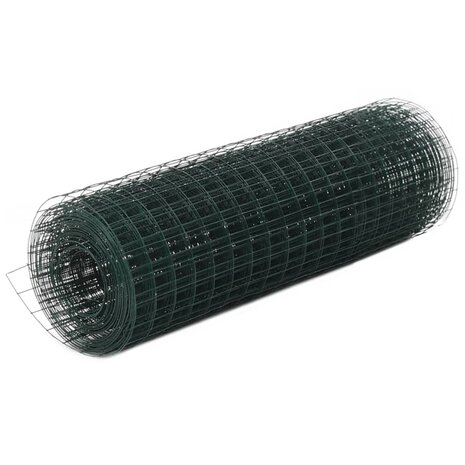 Kippengaas 10x0,5 m staal met PVC coating groen 1