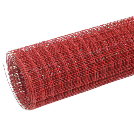 Kippengaas 10x0,5 m staal met PVC coating rood 2