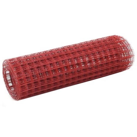 Kippengaas 10x0,5 m staal met PVC coating rood 1