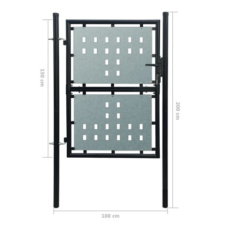 Poort enkel 100x200 cm zwart 5