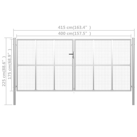 Poort 415x225 cm gegalvaniseerd staal zilverkleurig 5