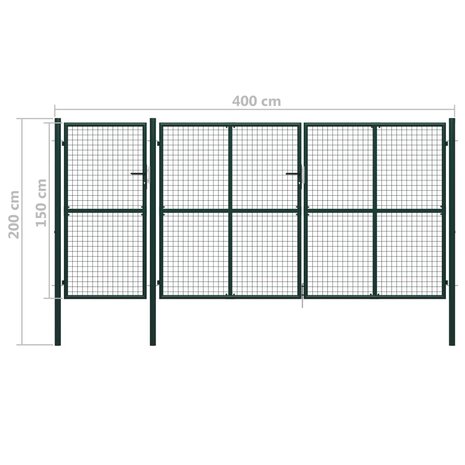 Poort 400x150 cm staal groen 5