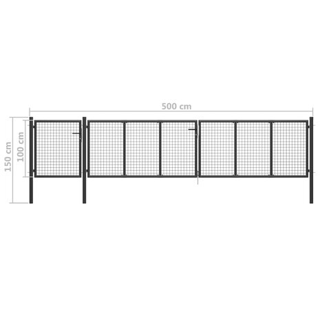 Poort 500x100 cm staal antraciet 5