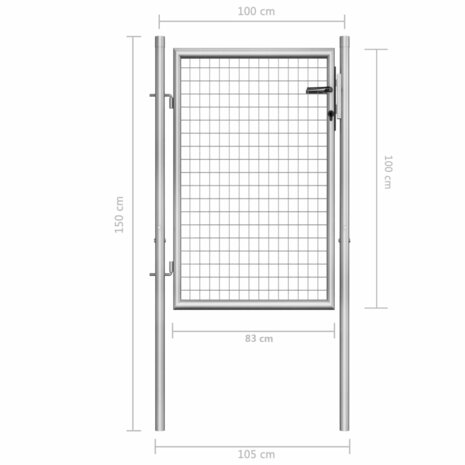 Poort 105x150 cm gegalvaniseerd staal zilverkleurig 5