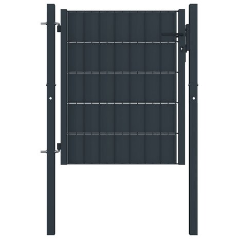 Poort 100x81 cm PVC en staal antracietkleurig 1