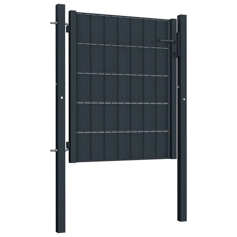 Poort 100x101 cm PVC en staal antracietkleurig 2