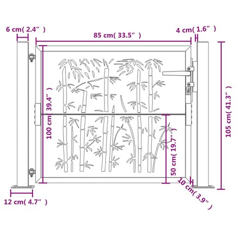 Poort met bamboe-ontwerp 105x105 cm cortenstaal 11