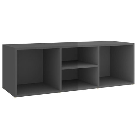 Schoenenopbergbank 105x35x35 cm bewerkt hout hoogglans grijs 2