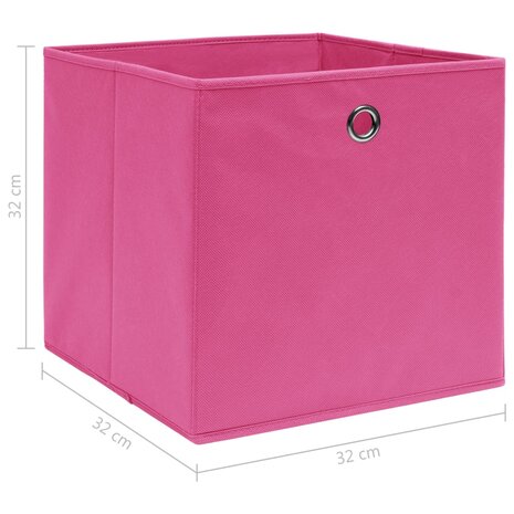 Opbergboxen 4 st 32x32x32 cm stof roze 5