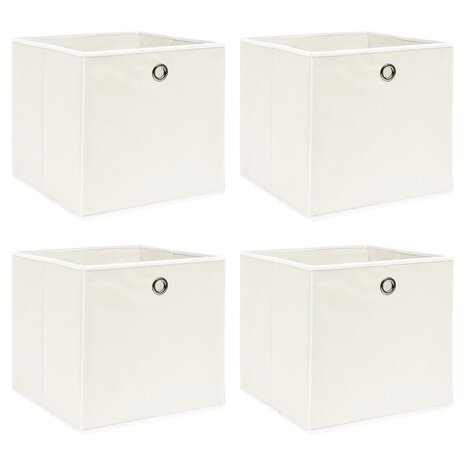 Opbergboxen 4 st 32x32x32 cm stof wit 1