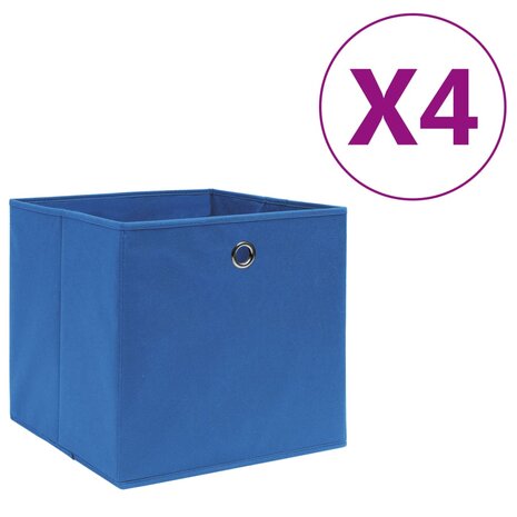 Opbergboxen 4 st 28x28x28 cm nonwoven stof blauw 1