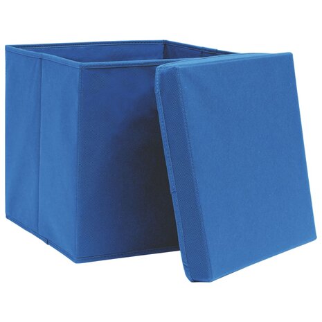 Opbergboxen met deksel 4 st 28x28x28 cm blauw 3