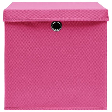 Opbergboxen met deksel 4 st 28x28x28 cm roze 4