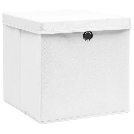 Opbergboxen met deksel 4 st 28x28x28 cm wit 2