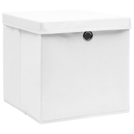 Opbergboxen met deksel 10 st 28x28x28 cm wit 2