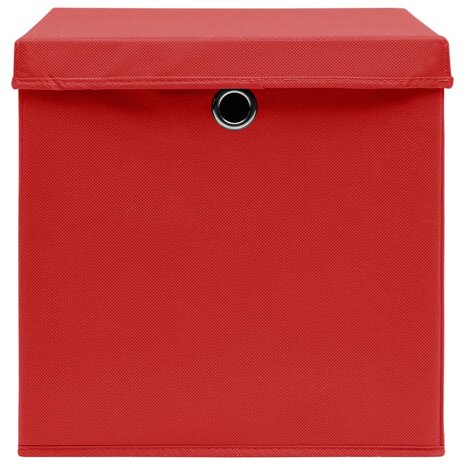 Opbergboxen met deksel 10 st 28x28x28 cm rood 5