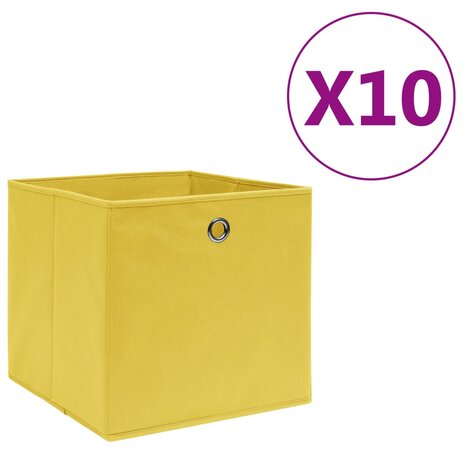 Opbergboxen 10 st 28x28x28 cm nonwoven stof geel 1