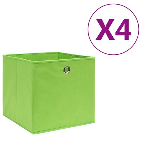 Opbergboxen 4 st 28x28x28 cm nonwoven stof groen 1