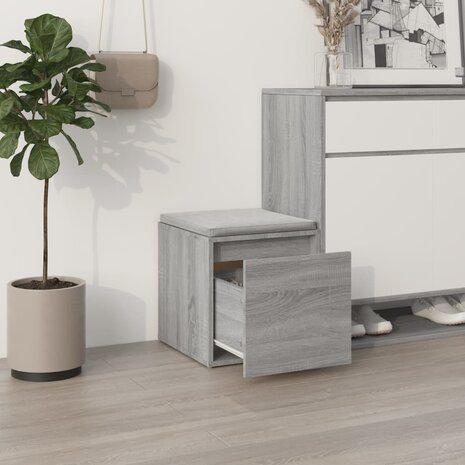 Opbergbox met lade 40,5x40x40 cm bewerkt hout grijs sonoma eik 3