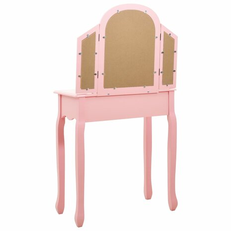 Kaptafel met kruk 65x36x128 cm paulowniahout MDF roze 6