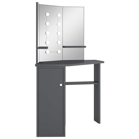 Hoekkaptafel met LED 111x54x141,5 cm grijs 3