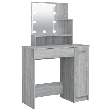 Kaptafel met LED 86,5x35x136 cm grijs sonoma eikenkleurig 2