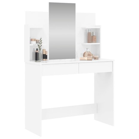 Kaptafel met spiegel 96x39x142 cm hoogglans wit 3