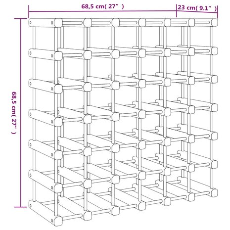 Wijnrek voor 42 flessen 68,5x23x68,5 cm massief grenenhout 8