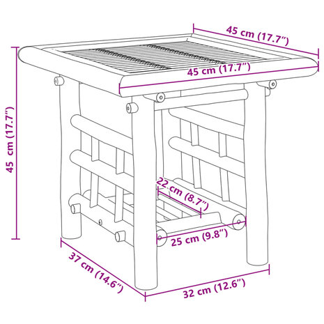 Bijzettafel 45x45x45 cm bamboe 7