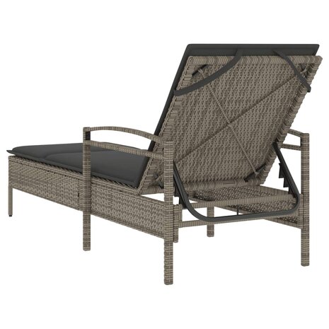 Ligbed met kussen 63x200x81 cm poly rattan grijs 6