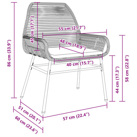 Tuinstoelen 2 st met kussens poly rattan grijs 9