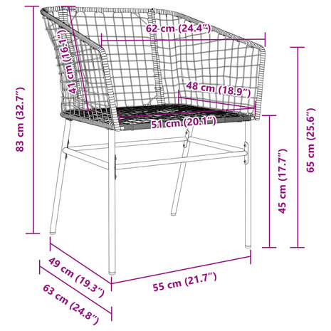 Tuinstoelen 2 st poly rattan zwart 9