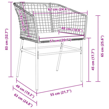 Tuinstoelen 2 st met kussens poly rattan bruin 9