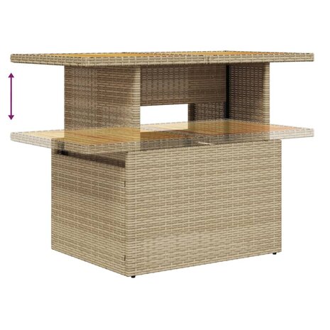 Tuintafel 100x55x73 cm poly rattan en acaciahout beige 8