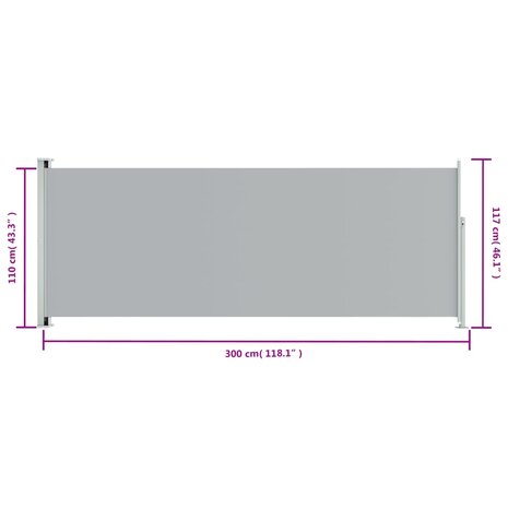 Tuinscherm uittrekbaar 117x300 cm grijs 8