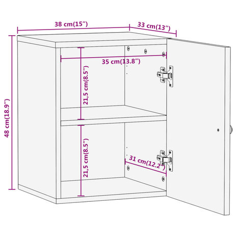 Badkamerwandkast 38x33x48 cm massief acaciahout 11