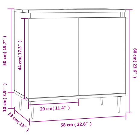 Badkamerkast 58x33x60 cm bewerkt hout wit 10