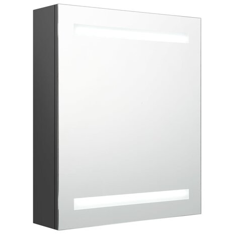 Badkamerkast met spiegel en LED 50x14x60 cm grijs 2