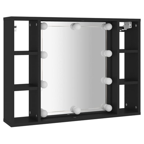 Spiegelkast met LED-verlichting 76x15x55 cm zwart 3