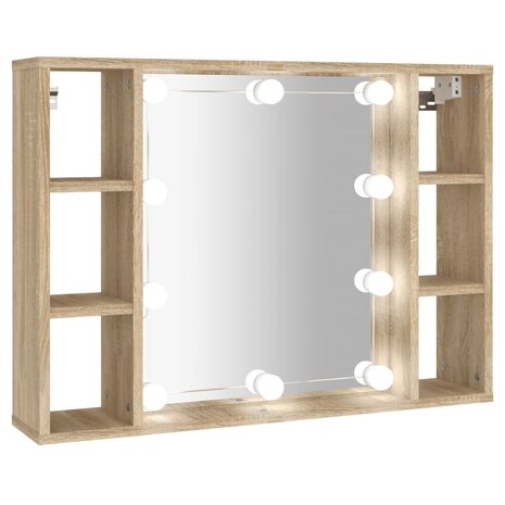 Spiegelkast met LED-verlichting 76x15x55 cm sonoma eikenkleur 2