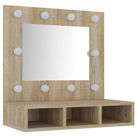 Spiegelkast met LED-verlichting 60x31,5x62 cm sonoma eikenkleur 4